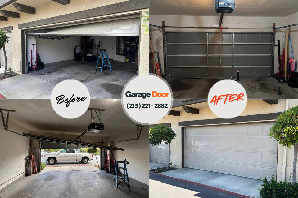 Before and after: garage door repair Lampeter, PA